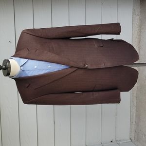 JACK VICTOR Dark Brown Herringbone‎ PURE CASHMERE Sz 44 L Mens Sport Coat Blazer